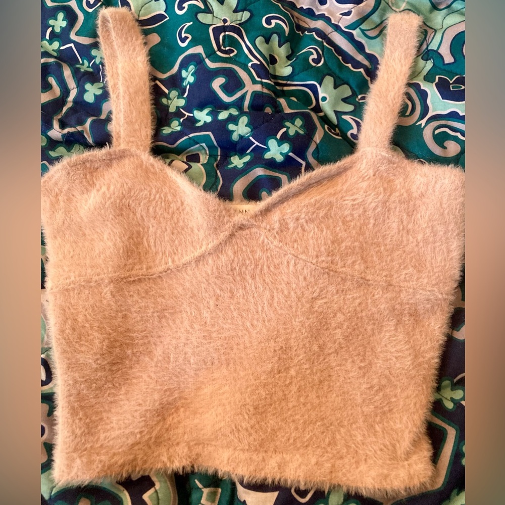 Fur camel crop top
